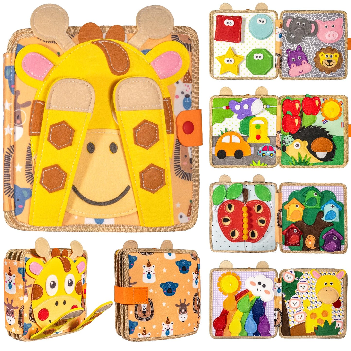 KIDS KING Montessori Busy Board for Toddlers 1-3, Sensory Educational Activities Board for Learning Fine Motor Skills, Travel To