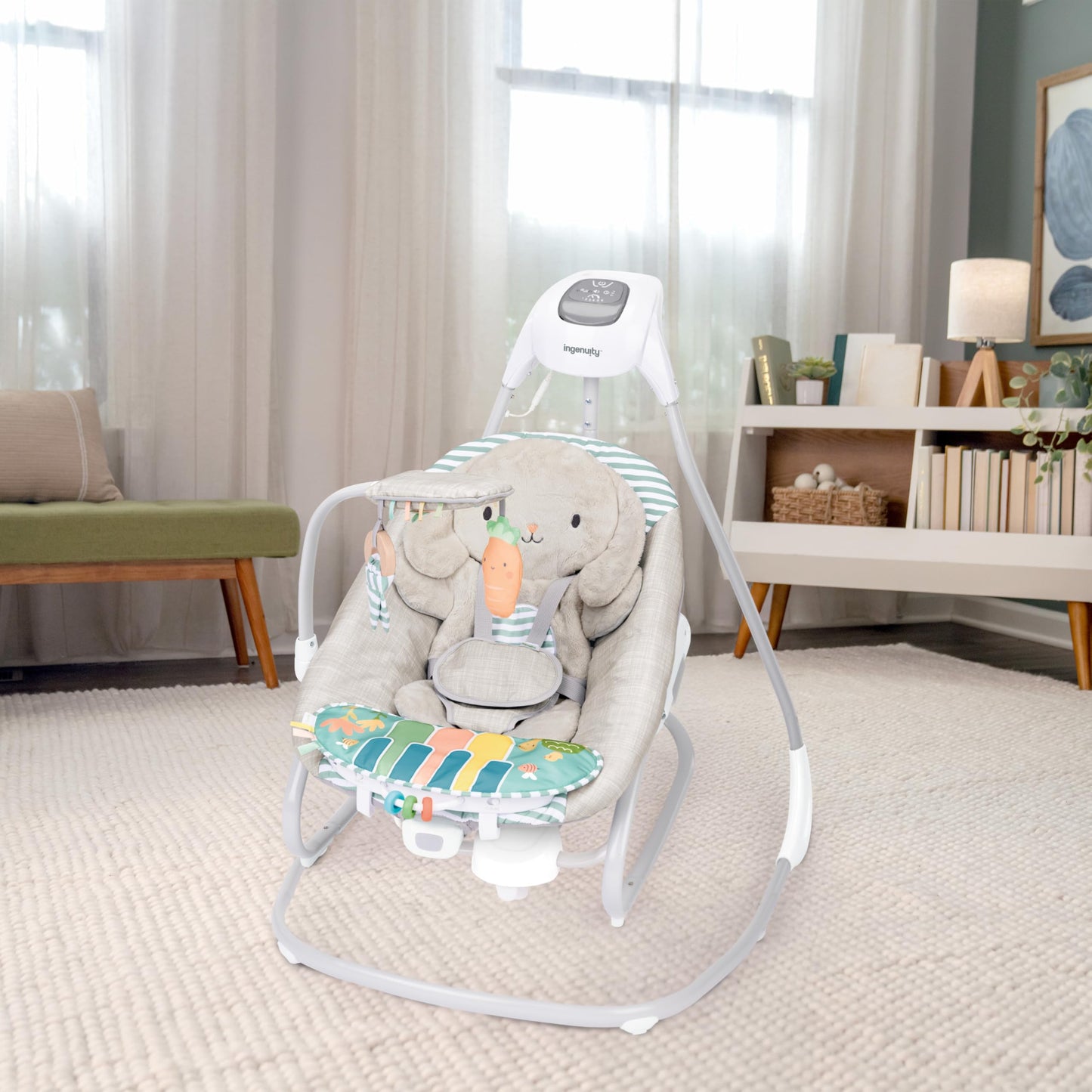 Ingenuity SimpleComfort Piano Playtime 4-in-1 Baby Swing & Rocker, 180 Degrees & 3 Directions, 0-24M