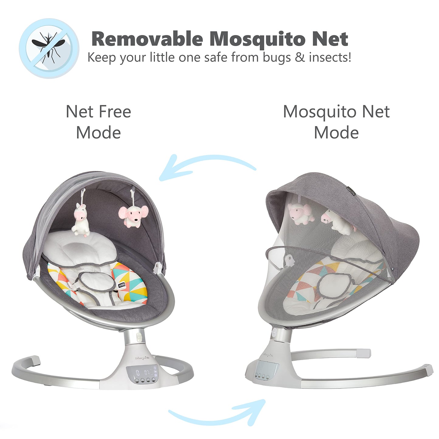 Dream On Me Zazu Baby Swing, Baby Swing For Infant, 5- Swinging Speed, Two Attached Toys, Bluetooth Enabled And Remote Control,