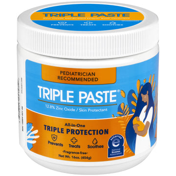 Triple Paste Diaper Rash Cream For Baby - 16 Oz Tub - Zinc Oxide Ointment Treats, Soothes And Prevents Diaper Rash - Pediatricia