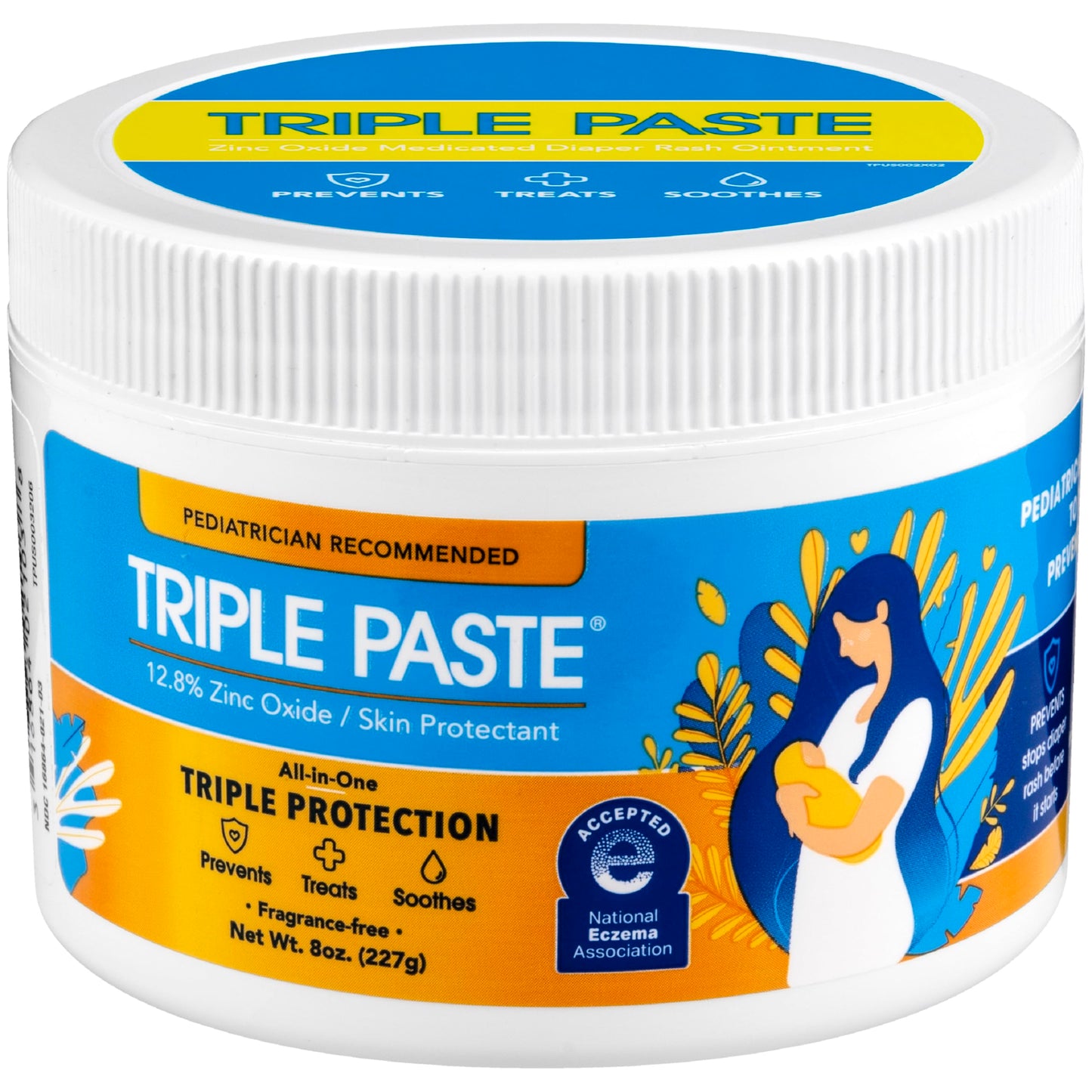 Triple Paste Diaper Rash Cream For Baby - 8 Oz Tub - Zinc Oxide Ointment Treats, Soothes And Prevents Diaper Rash - Pediatrician