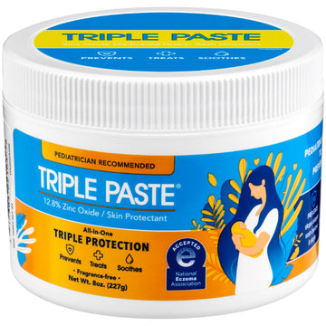 Triple Paste Diaper Rash Cream For Baby - 8 Oz Tub - Zinc Oxide Ointment Treats, Soothes And Prevents Diaper Rash - Pediatrician