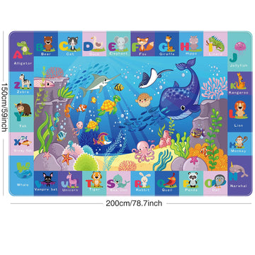 Ltkougfam Kids Play Rug, Animals Print Baby Mat For Floor, Kids Rug For Playroom, Abc Educational Rug, Non-Toxic Soft Baby Crawl