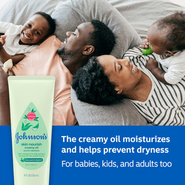 Johnson'S Skin Nourish Creamy Oil, Aloe Scent & Vitamin E, Creamy Oil Helps Prevent Dryness & Moisturizes Baby'S Delicate Skin F