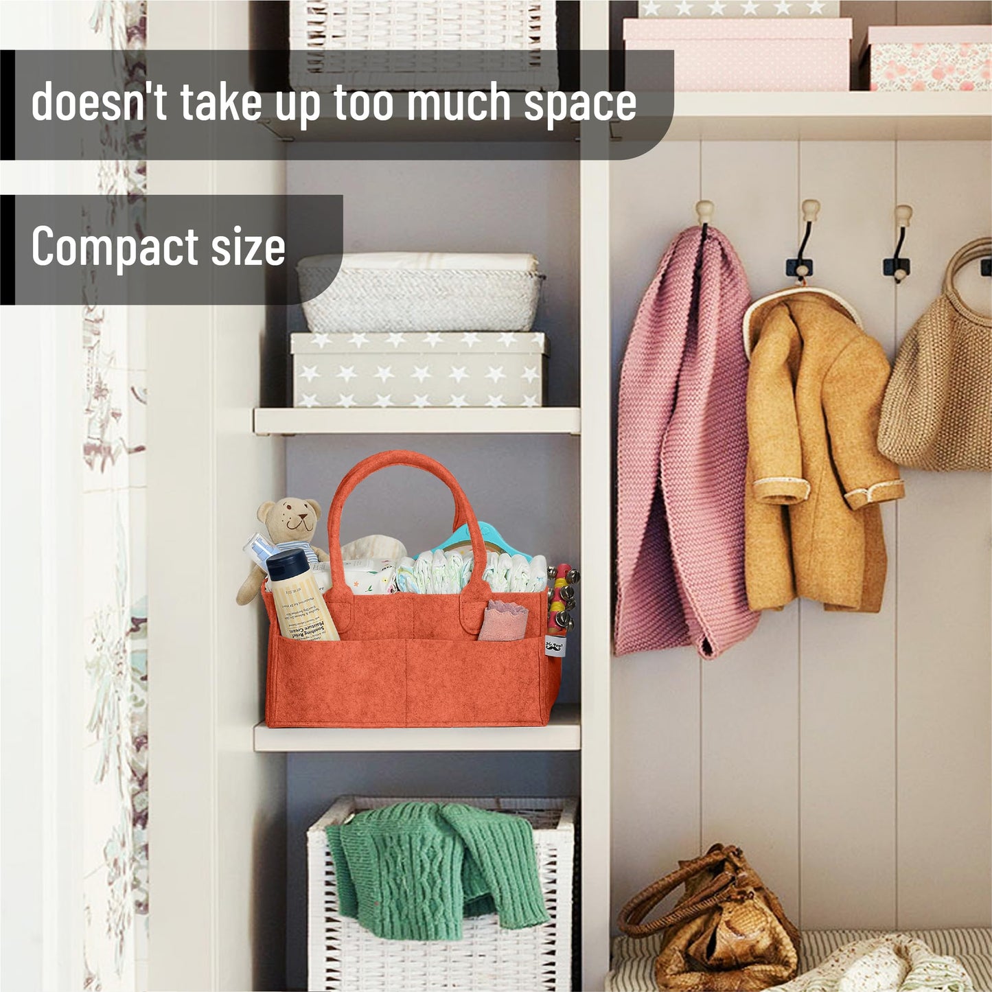 Mr. Pen- Baby Diaper Caddy Organizer, Earthy Clay, Baby Caddy Organizer With Handle, Compact Size, Collapsible & Portable