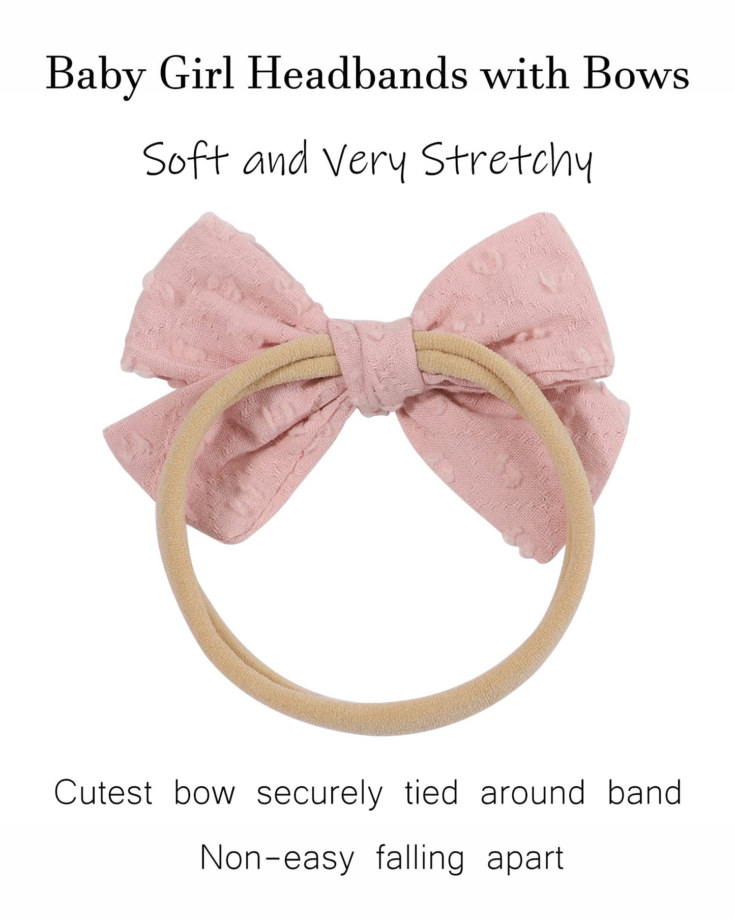 Jollybows 12Pcs Baby Headband Bows For Girls Newborn Soft Nylon Head Wraps Infant Headwrap Hair Accessories Toddler Kids