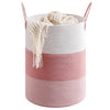 CLHMILY&Z 100L Laundry Basket Round Storage Rope Basket - 18.1x24 Inches - Pink Hamper in Bedreoom and Cute Storage Bin for Blan