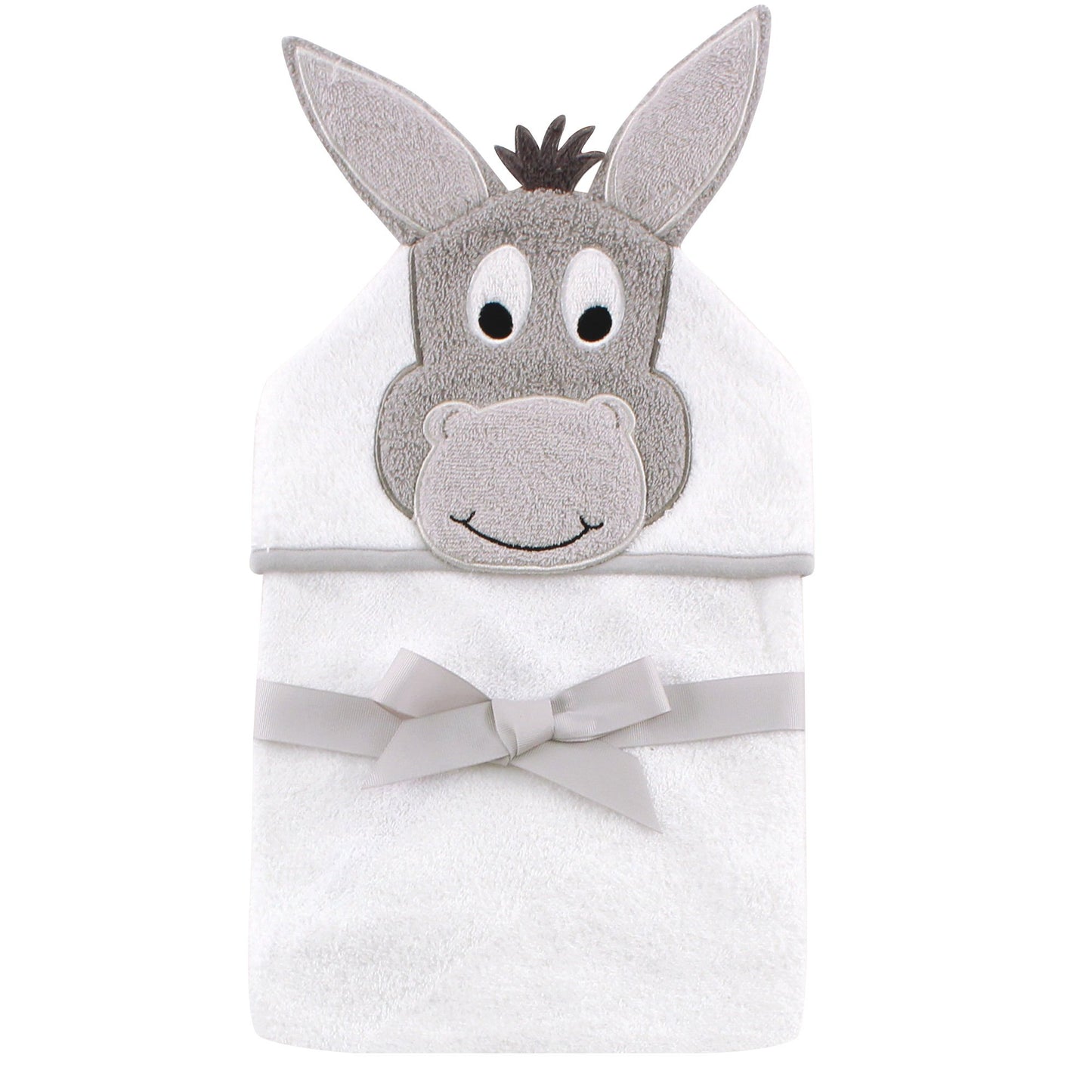 Hudson Baby Unisex Baby Cotton Animal Face Hooded Towel, Happy Donkey, One Size