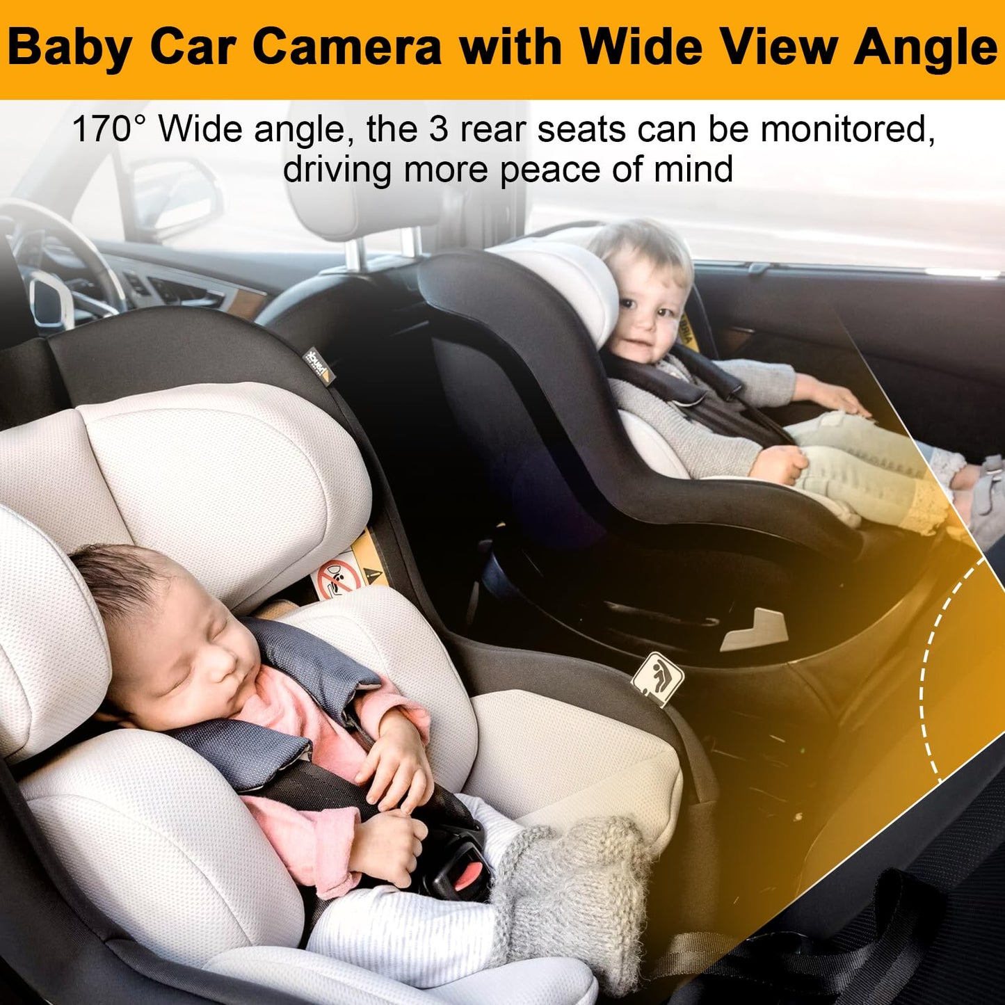 Yakry Baby Car Camera 2-Pack For Backseat - Hd 1080P Dual Camera, 170 Wide Angle, Night Vision, 360 Rotation, Safe Rear-Facing I