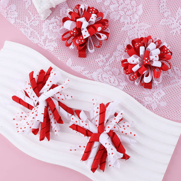 Valentines Korker Hair Bows 3'' Toddler Baby Girls Curly Corker Bow Alligator Clips Red Heart Grosgrain Ribbon Fireworks Flowerb