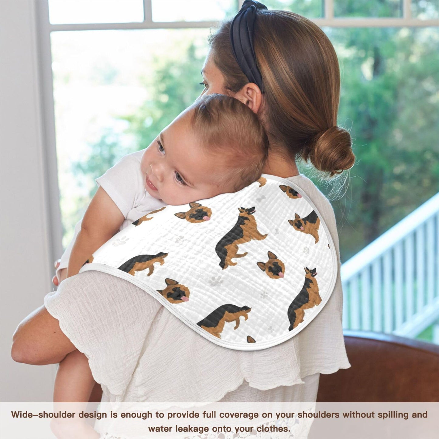 Yyzzh German Shepherd Dog Muslin Burp Cloths For Baby 1 Pack Soft 100% Cotton Baby Washcloths Bibs For Boy Girl