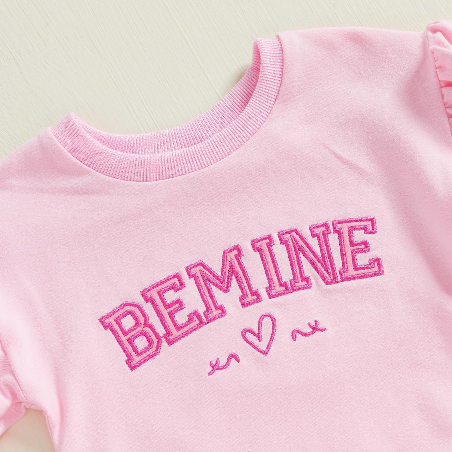 Yingisfitm Infant Valentines Baby Girl Outfit Lantern Sleeve Bubble Romper Newborn Onesie Valentines Day Spring Clothes (Pink- B