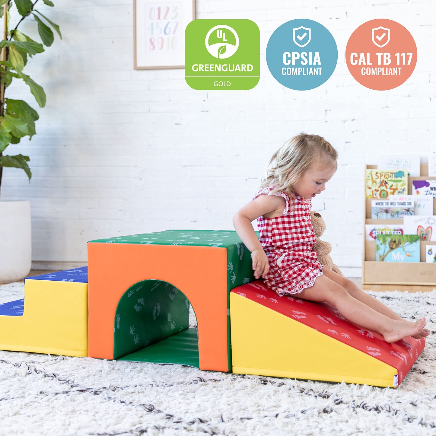 Ecr4Kids Softzone Single Tunnel Climber, Toddler Playset, Earthtone, 3-Piece