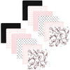 Hudson Baby Unisex Baby Flannel Cotton Washcloths, Pink Bows 12 Pack, One Size