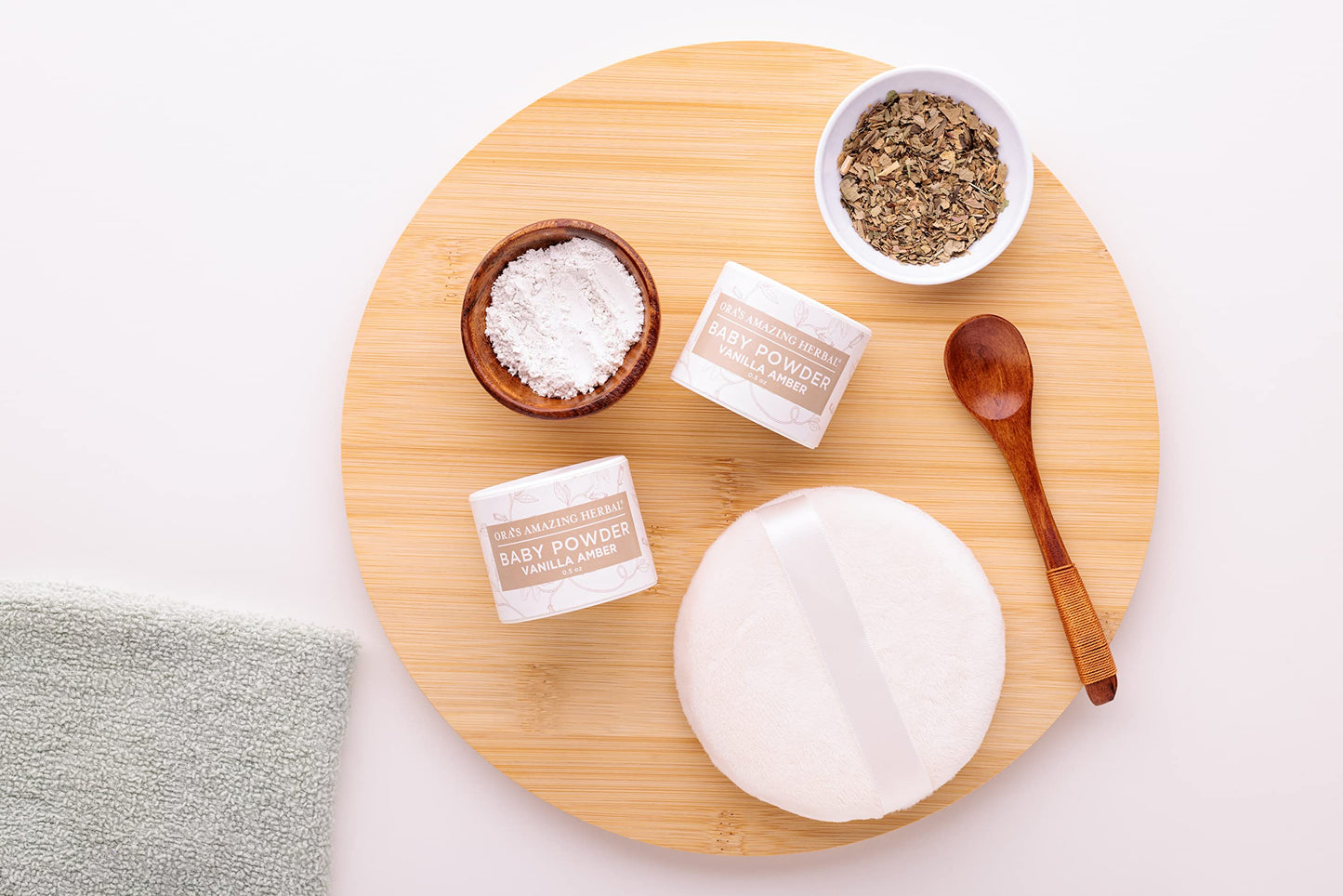 Ora'S Amazing Herbal, Talc Free Baby Powder, Cornstarch Free Clay Based Powder, Real Vanilla Amber Natural Scent, (Pack Of 2 Tra