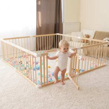 Ggf Wooden Baby Playpen -71 * 59 * 24 In, Large Wood Gate Playpen For Babies And Toddlers, Baby Fence Play Yard With Door For Ki