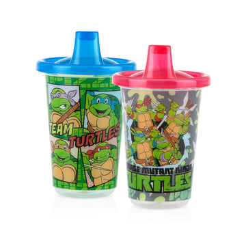 Nuby 6 Pack Wash Or Toss Reusable Cups & Lids With Spout, Nickelodeon Teenage Mutant Ninja Turtles, 10 Oz