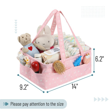 Mr. Pen- Baby Diaper Caddy Organizer, Pink With Star Pattern, Portable Car Caddy For Changing Table And Nursery