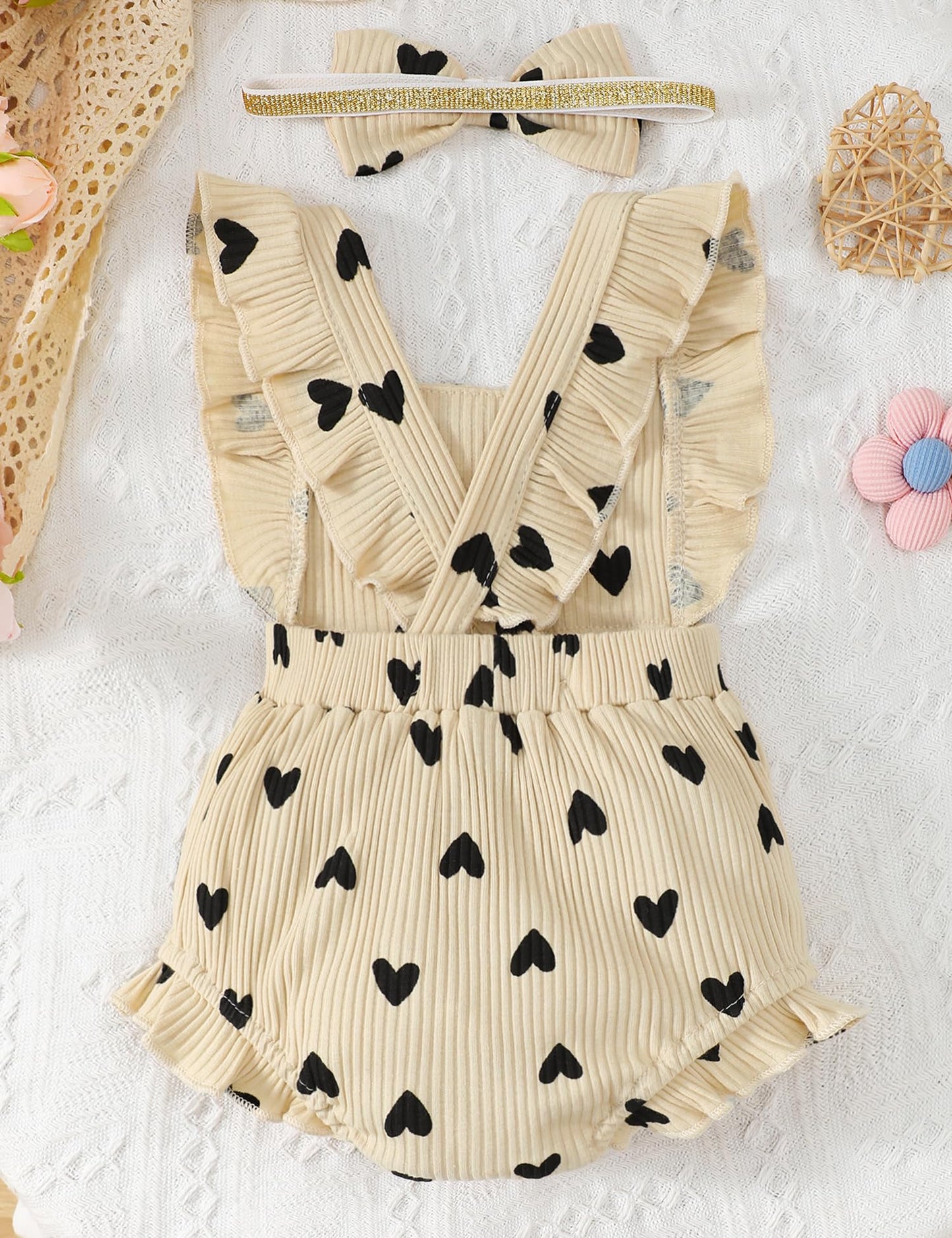 Fullfamous Newborn Baby Girl Clothes Outfits Romper Spring Summer Clothing Onesie Bodysuit Jumpsuit Ropa De Bebe Nia Ecru With H