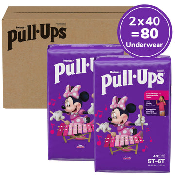 Pull-Ups Girls' Potty Training Pants, Size 5T-6T Training Underwear (46+ Lbs), 80 Count (2 Packs Of 40)