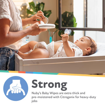 Nuby'S Soothing Ultra Premium Baby Wipes Naturally Inspired With Chamomile, Aloe, And Citroganix, Fragrance Free, Extra Thick, 5