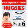 Huggies Size 6 Diapers, Snug & Dry Baby Diapers, Size 6 (35+ Lbs), 144 Count (2 Packs Of 72), Packaging May Vary