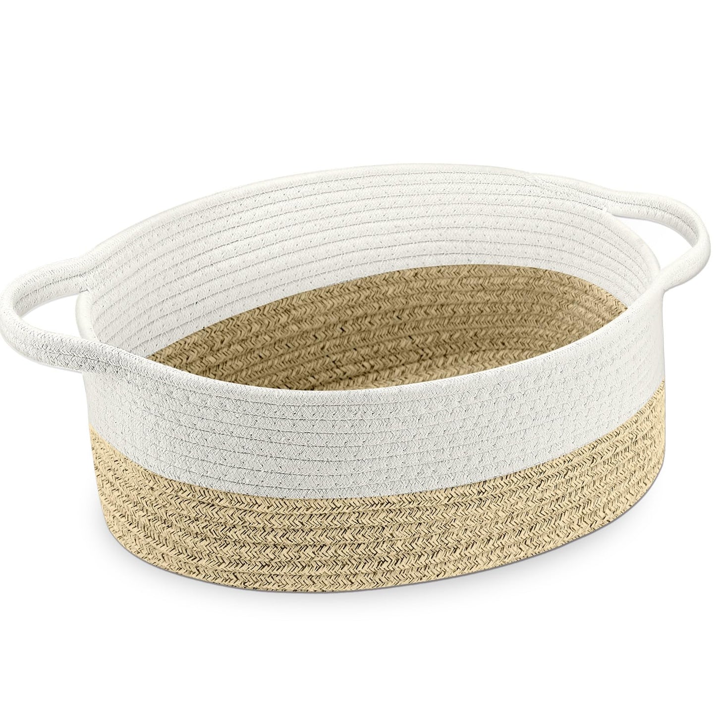Yzawotk Woven Storage Basket with Handle, Cute Gifts Basket for Nursery, Empty Gift Decorative Organizer for Birthday Baby Toy P