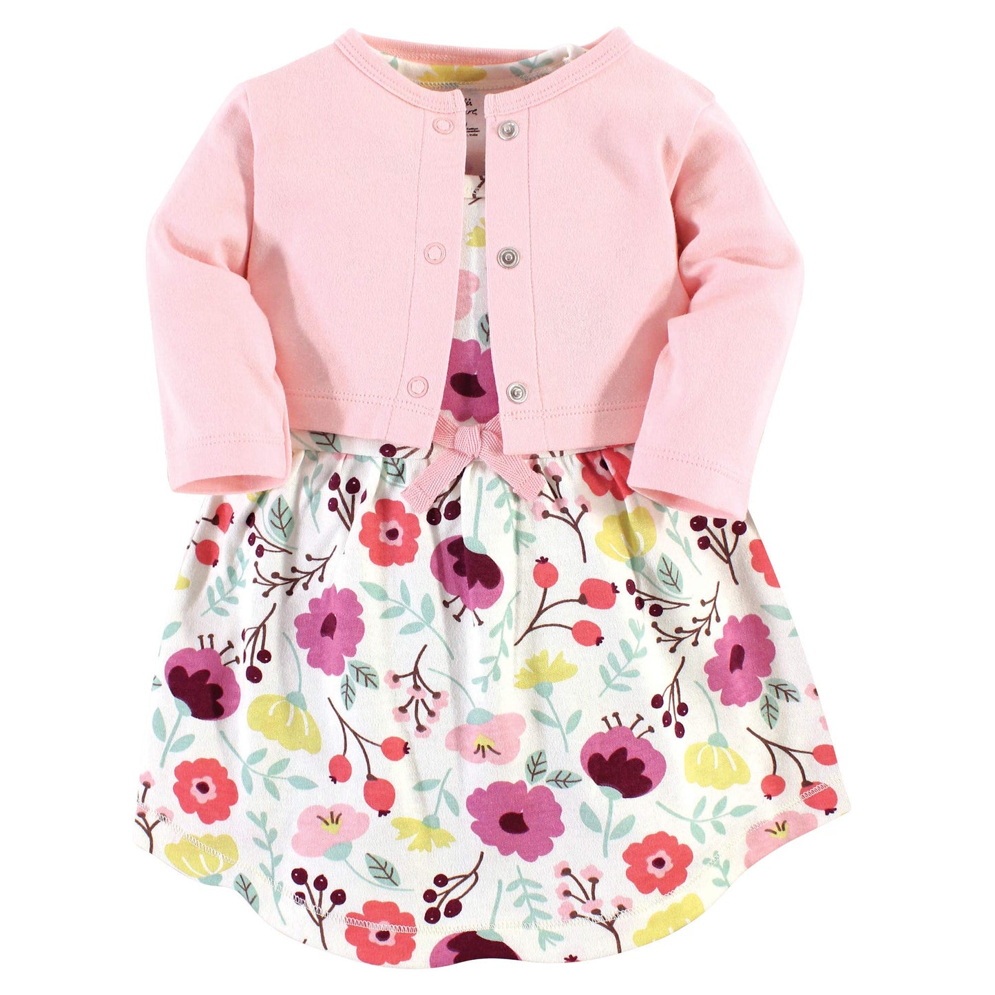 Touched By Nature Baby Girls' Organic Cotton Dress And Cardigan, Botanical, 4-Toddler