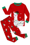 Christmas Llama Ugly Little Boys Girls Long Sleeve Pajamas Cotton Red Xmas Jammies Size 5