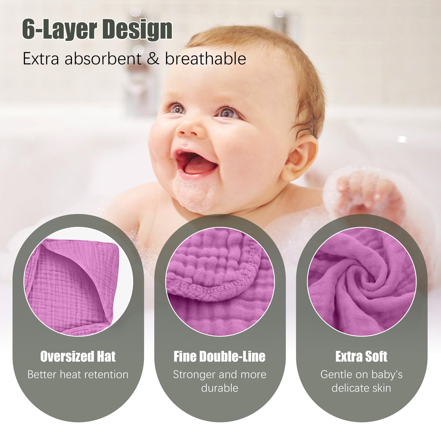 Spotted Play 2 Pack Hooded Baby Towels - 100% Muslin Cotton For Newborns, Infants, Toddlers - Large 32X32 Inch Size - Highly Abs