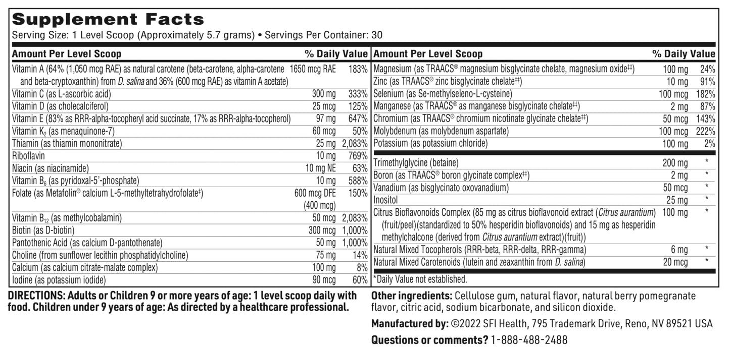 Klaire Labs Vitaspectrum Powder - Children'S Multivitamin/Mineral With 23 Essential Nutrients In Berry-Pomegranate For Kids, No