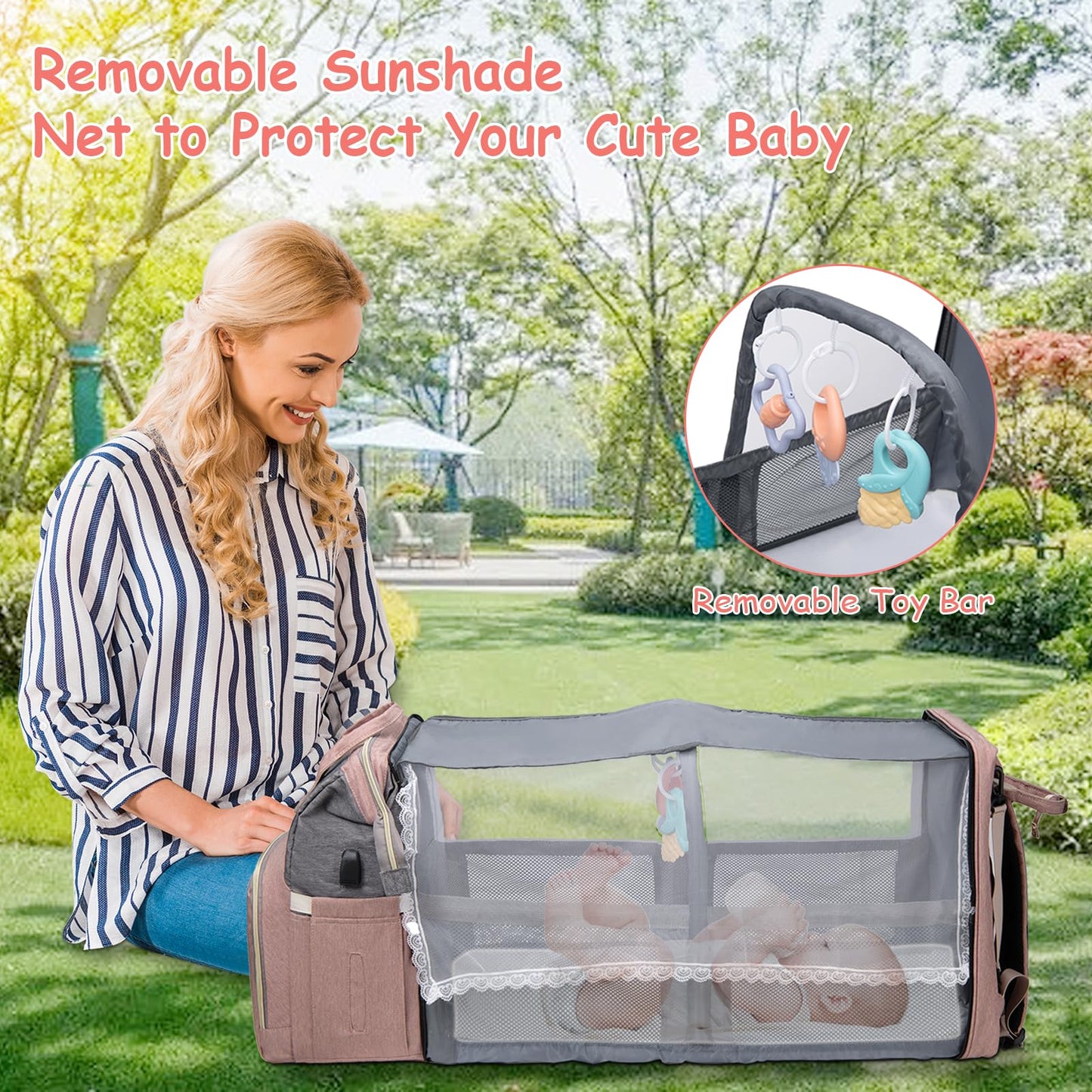 Afdlldqm Diaper Bag Backpack, Multifunctional Baby Diaper Bag, Diaper Changing Station For Boys Girls, Large Capacity Travel Bab