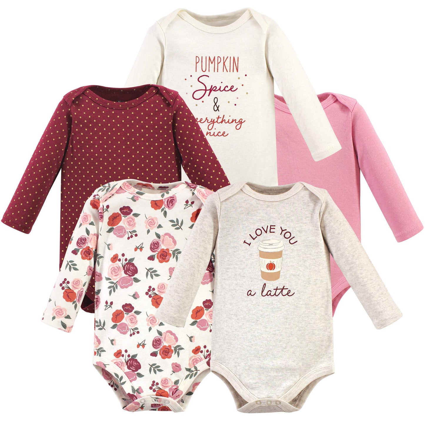 Hudson Baby Unisex Baby Cotton Long-Sleeve Bodysuits, Pumpkin Spice, 6-9 Months