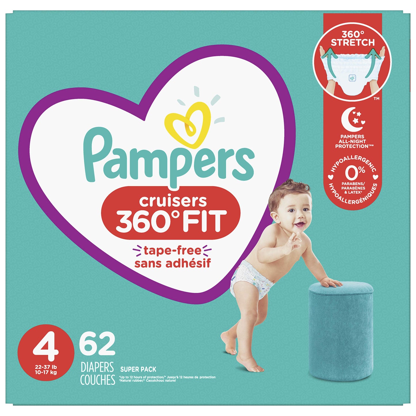 Pampers Cruisers 360? Fit Diapers Size 4, 62 Count, Super