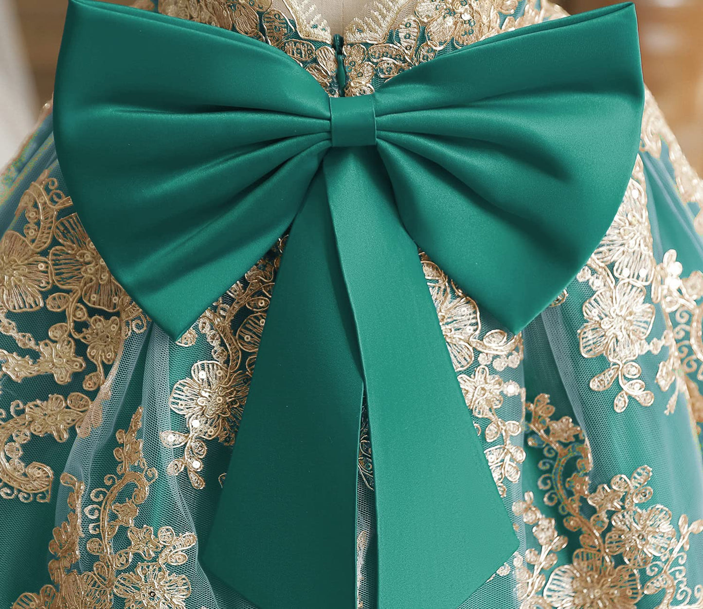 Nnjxd Baby Girl Dress Flower Embroidery Princess Tutu Pageant Party Gown 2006 Green Size(110) 3-4 Years