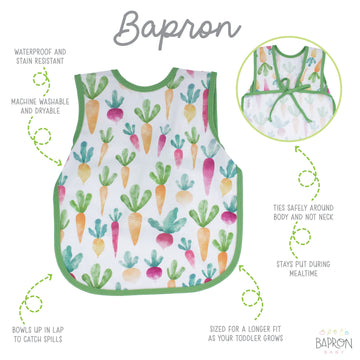 Bapronbaby Farm Produce Bapron - No Neck Tie Safer Bib For Baby & Toddler - Soft Waterproof Stain Resistant - Machine Washable -