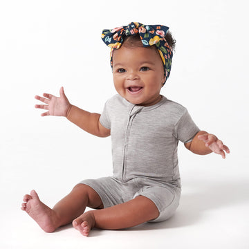 Gerber Unisex Baby Buttery-Soft Short Sleeve With Viscose Made Eucalyptus Romper, Glacier Gray, 0-3 Months Us