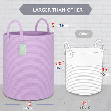 Bosroty Large Cotton Rope Laundry Hamper 65L, Baby Nursery Hamper Bin With Handles, Woven Storage Basket For Living Room Bedroom