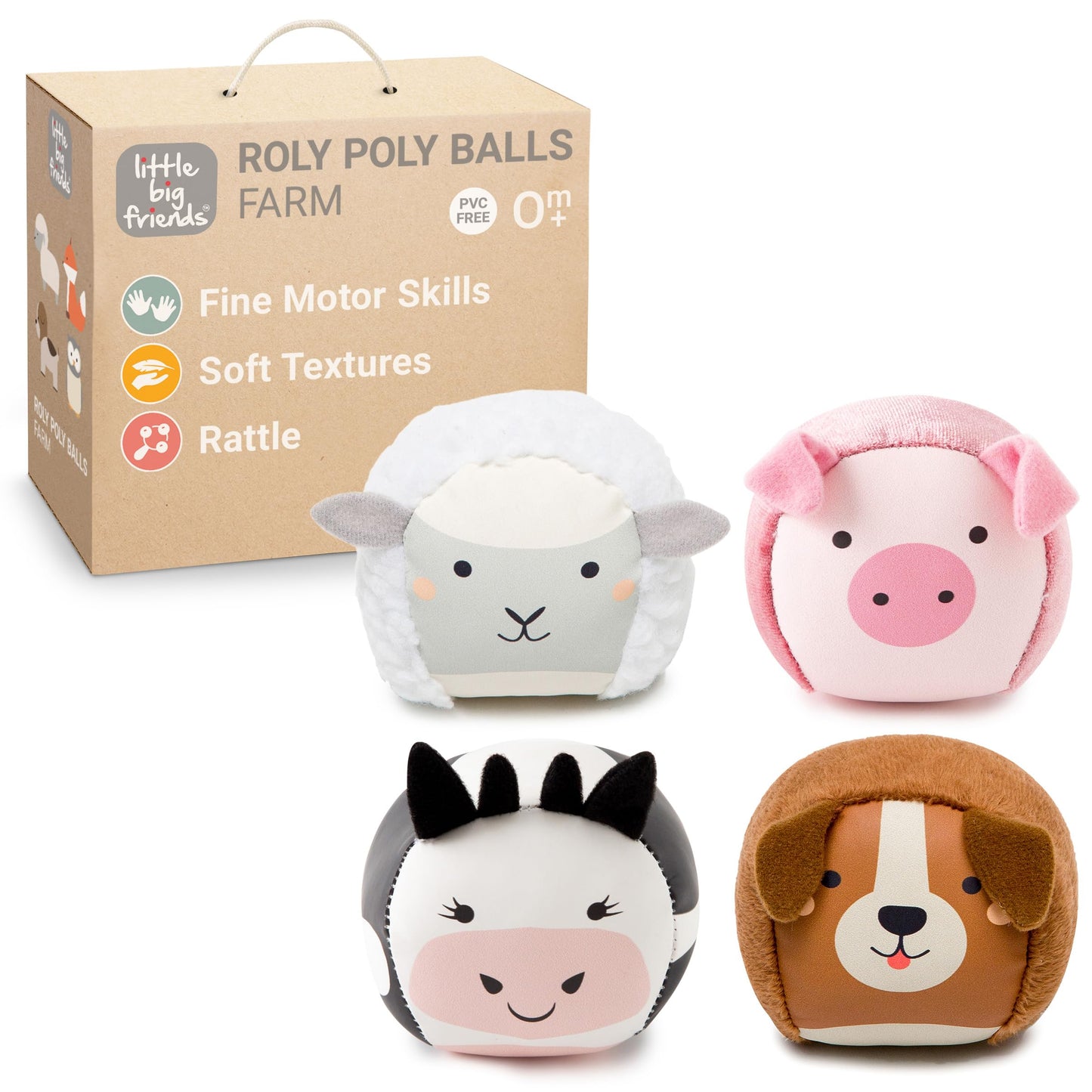 Little Big Friends Roly Poly Balls - Sensory Ball Toys for Babies & Toddlers | Develops Motor Skills & Hand-Eye Coordination | F