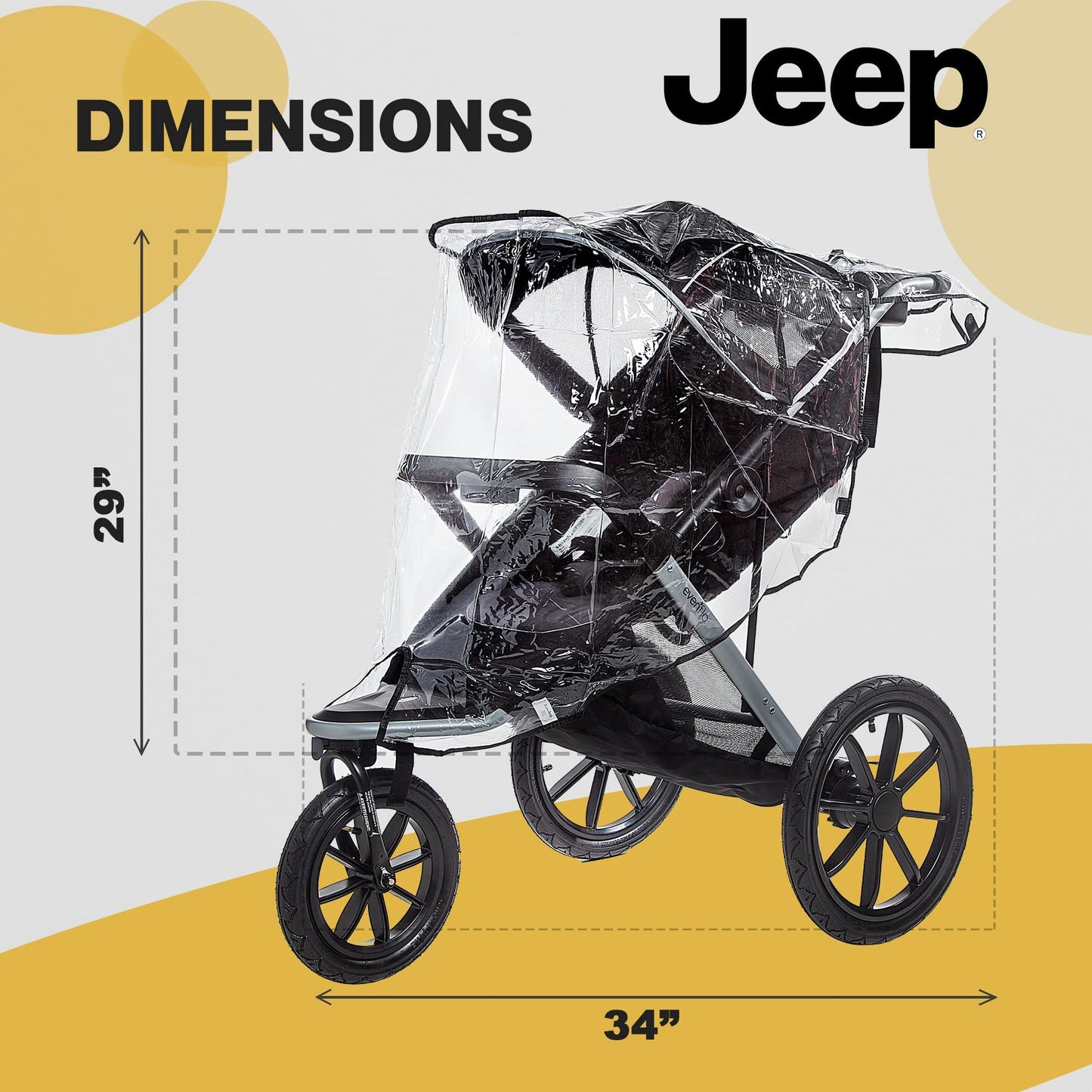 Jeep Jogging Stroller Weather Shield, Baby Rain Cover, Universal Size To Fit Most Jogging Strollers, Waterproof, Windproof, Vent