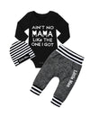 Newborn Baby Boy Clothes Fall Winter Outfits Ain'T No Mama Long Sleeve Shirts Romper + Little Man Pants Baby Clothes Boy