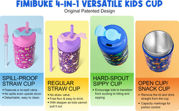 Fimibuke Kids & Toddlers Cups With Straw, 10Oz Spill Proof Sippy Cups For Toddlers, Insulated Stainless Steel Kids Tumblers With