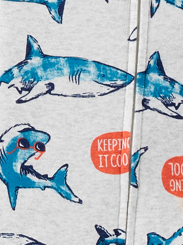 Simple Joys By Carter'S Baby Boys' 3-Pack Snug Fit Footed Cotton Pajamas, Sea Life/Shark/Tie Dye, 12 Months