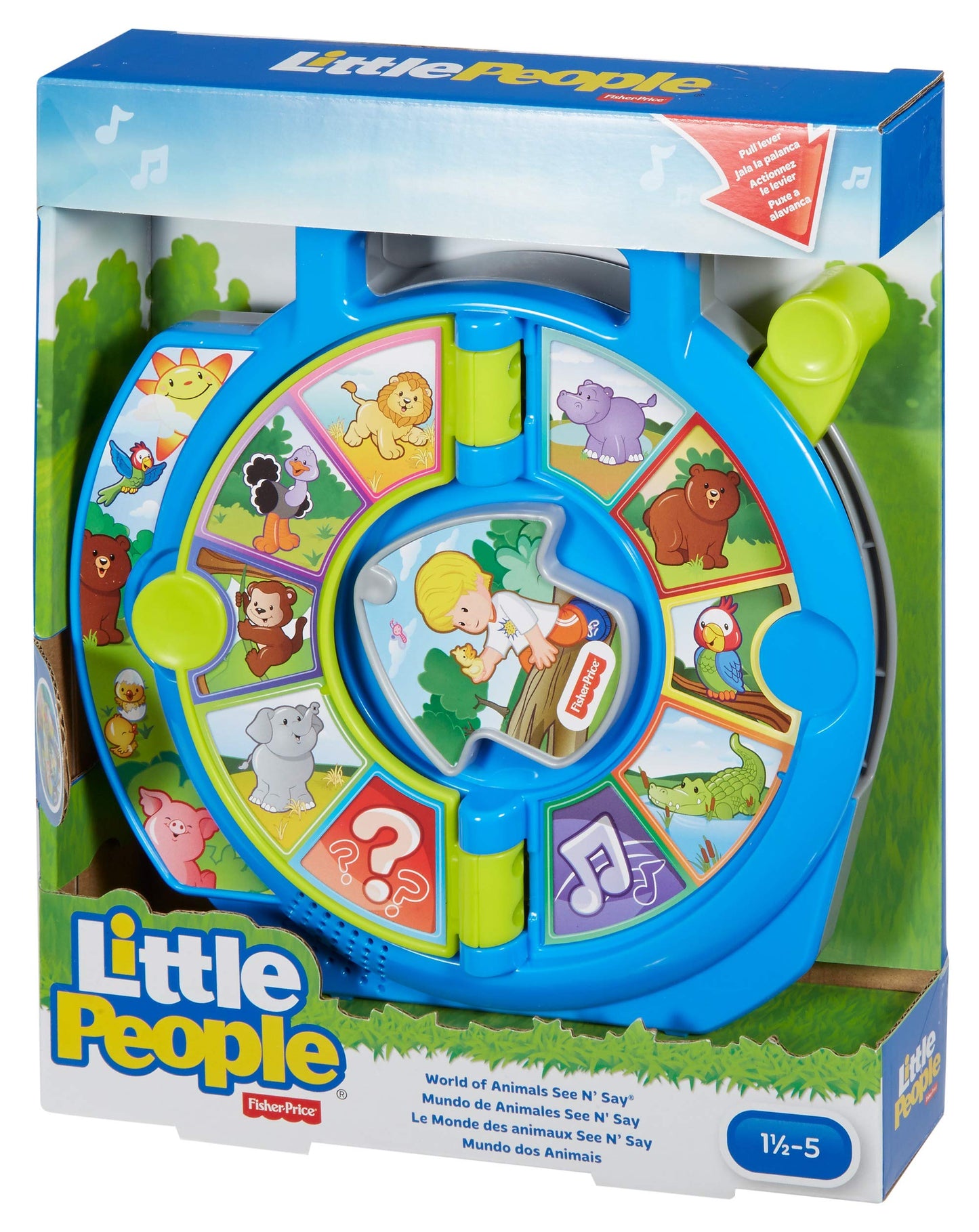Fisher-Price Little People Toddler Learning Toy World of Animals See N Say with Music and Sounds for Ages 18+ Months