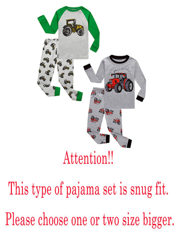 Family Feeling 4 Piece Baby Boys Long Sleeve Pajamas Sets 100% Cotton Tractor Pyjamas Toddler Infant Kids 18-24 Months Grey