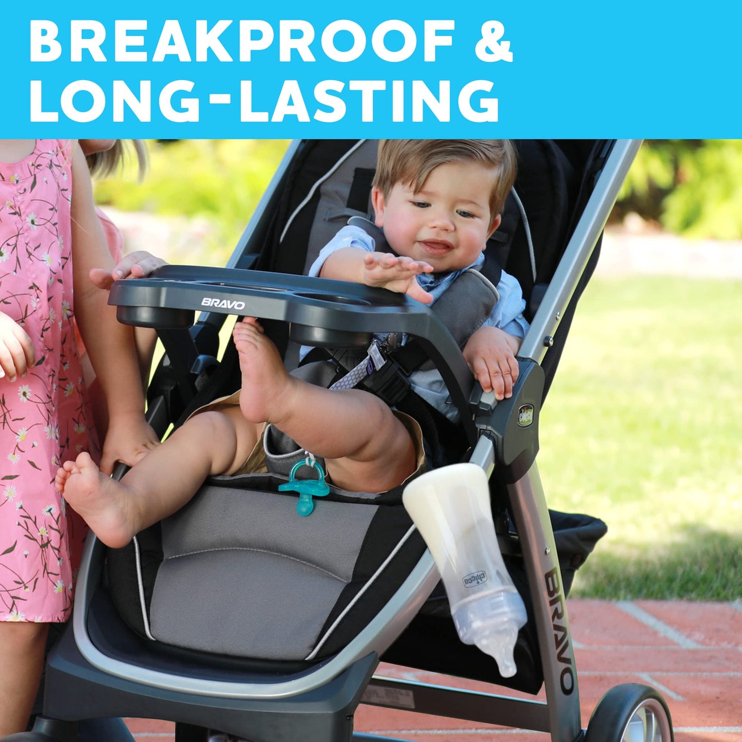 Chicco Duo Deluxe Hybrid Baby Bottle Gift Set With Invinci-Glass Inside/Plastic Outside - Clear/Grey