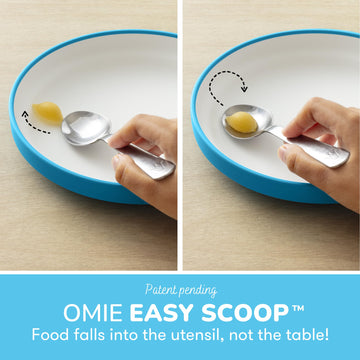 Omie? Easy Scoop Plates For Kids | Unique Design Helps Food Fall Into The Spoon, Not On The Table | Made From Plants | 3 Plates