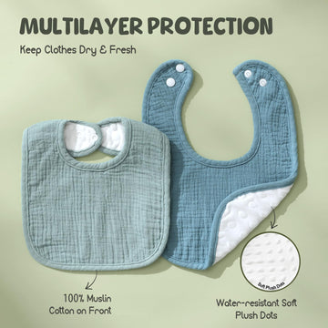 Poikshark 6-Pack Baby Bibs For Unisex Boys Girls, Muslin Drooling And Teething Bibs For Infant, Newborn, Soft Cotton Baby Drool