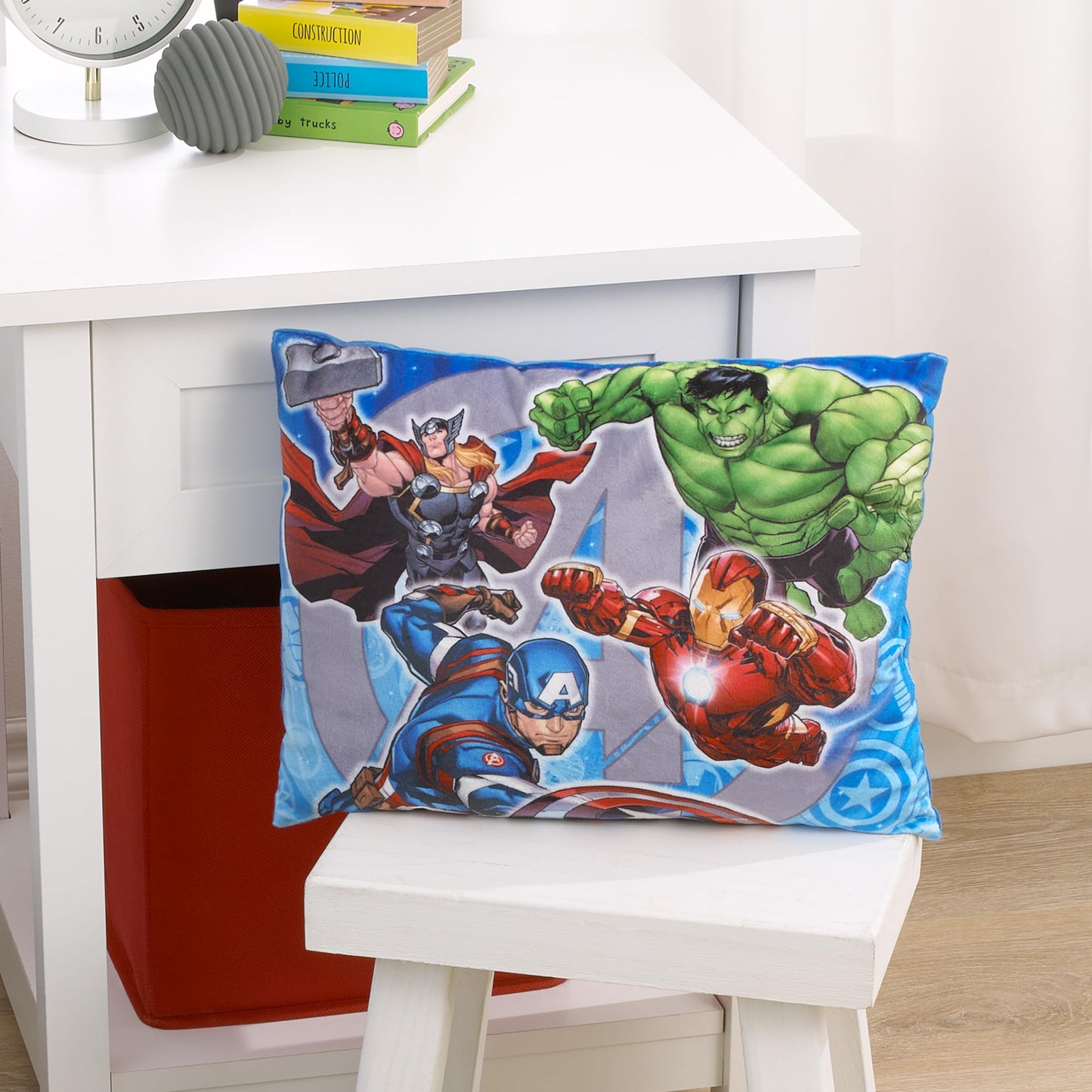 Marvel The Avengers I Am A Hero Blue, Green, And Red Decorative Pillow