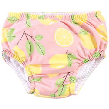 Hudson Baby Unisex Baby Swim Diapers, Pink Lemons, 4 Toddler